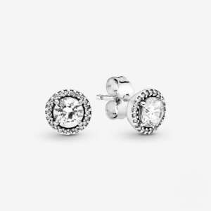 Cercei argint 925, JW495, model clasic cu zirconiu, placati cu rodiu - Img 1