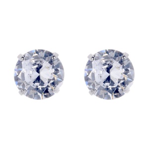 Cercei argint 925, JW719, model clasic cu zirconiu, placati cu rodiu - Img 1