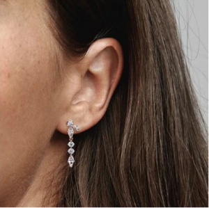 Cercei argint 925, JW914, model elegant, placati cu aur roz - Img 2