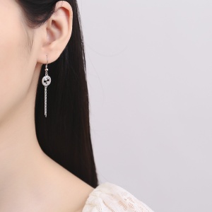Cercei lungi argint 925, JW709, model elegant, placati cu rodiu - Img 2