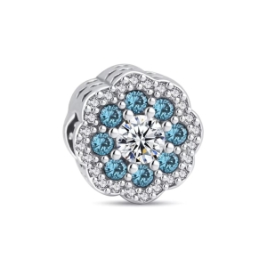 Charm/talisman argint 925, JW1181, model floare, placat cu rodiu - Img 1