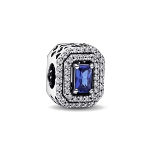 Charm/talisman argint 925, JW1192, model elegant cu piatra albastra, placat cu rodiu - Img 1