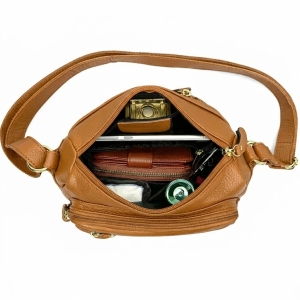 Geanta de dama, Caroline GT3833, piele naturala, Maro - Img 6