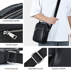 Geanta de umar pentru barbati, Alexander GT3810, piele naturala, Neagra - Img 7