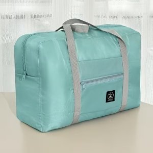 Geantă de voiaj pliabilă damă, textil, buzunar frontal cu fermoar, verde mentă - Img 8