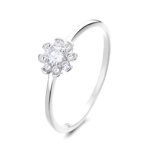 Inel argint 925, JW1339, model floare, placat cu rodiu - Img 1