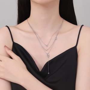 Lantisor argint 925, JW1243, model ochisor si steluta, placat cu rodiu - Img 3
