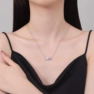 Lantisor argint 925, JW1256, model infinit, placat cu rodiu - Img 3
