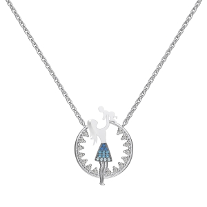 Lantisor argint 925, JW1839, model mama & baby, placat cu rodiu