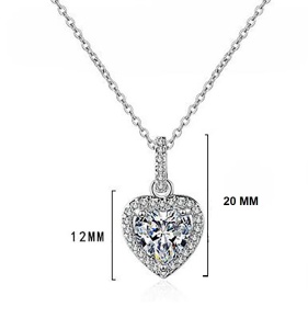 Lantisor argint 925, JW551, model inima, placat cu rodiu - Img 2