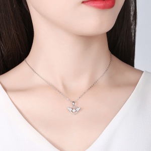 Lantisor argint 925, JW558, model inima, placat cu rodiu - Img 2