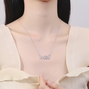 Lantisor argint 925, JW874, model wish, placat cu rodiu - Img 2