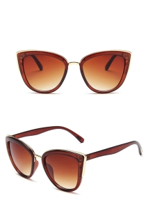 Ochelari de soare damă cat eye, ramă cu detalii aurii, lentile degrade, maro - Img 3