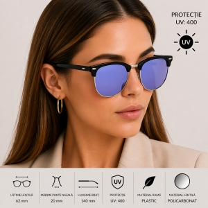 Ochelari de soare unisex, SG054, Negru/Mov - Img 2