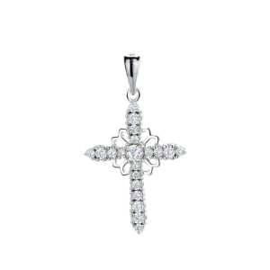 Pandantiv argint 925, JW1278, model cruce, placat cu rodiu - Img 1