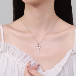 Pandantiv argint 925, JW1284, model cheie, placat cu rodiu - Img 2