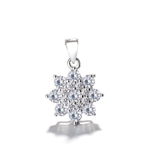 Pandantiv argint 925, JW1306, model floare, placat cu rodiu - Img 1