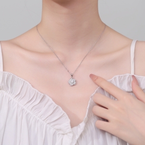 Pandantiv argint 925, JW1307, model floare, placat cu rodiu - Img 2