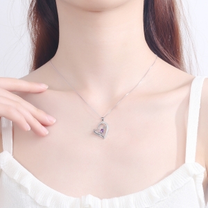Pandantiv argint 925, JW1593, model inima, placat cu rodiu - Img 2