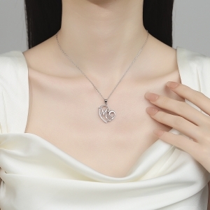 Pandantiv argint 925, JW1599, model mama, placat cu rodiu - Img 2