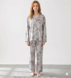 Pijama dama "Warm Love" din doua piese, PJ037, Gri - Img 3