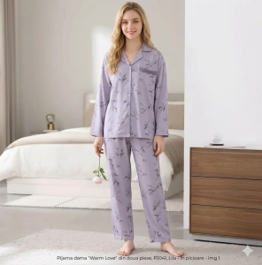 Pijama dama "Warm Love" din doua piese, PJ041, Lila - Img 2