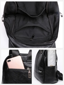 Rucsac dama, Beyza GT2028, piele naturala, Negru - Img 3