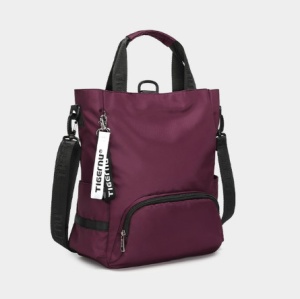 Rucsac geantă 2 în 1 unisex, material textil, curea de umăr, bordo