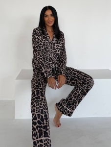 Set pijama dama din doua piese, cu nasturi – 2401681, Animal print - Img 6