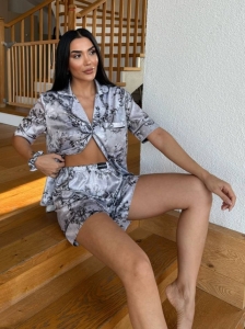 Set pijama dama din doua piese, cu nasturi – 2500085, Silver Garden - Img 2