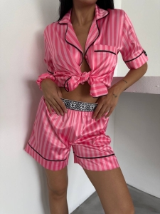 Set pijama dama din doua piese, cu nasturi – 2500158, Roz - Img 6