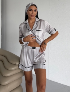 Set pijama dama din doua piese, cu nasturi – 2500167, Gri - Img 2
