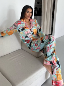Set pijama dama din doua piese, cu nasturi – 2500261, Multicolor - Img 5