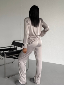 Set pijama dama din doua piese, cu nasturi – 2600004, Gri - Img 6