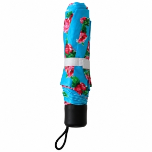 Umbrela pliabila pentru ploaie, 8 spite, diametru 97 cm, UMB054, Albastru floral