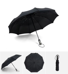 Umbrela pliabila pentru ploaie si soare, 10 spite, diametru 105 cm, protectie UV, UMB014, Neagra - Img 2