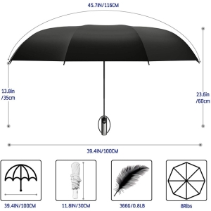 Umbrela pliabila pentru ploaie si soare, 10 spite, diametru 105 cm, protectie UV, UMB017, Albastru - Img 6