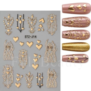 Abtibilduri unghii 3D Marquise, STICKER105, Auriu