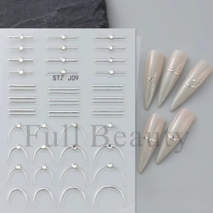 Abtibilduri unghii 3D Marquise, STICKER115, Argintiu