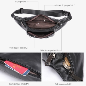 Borseta pentru barbati, Iseron GT3801, piele naturala, model maro inchis - Img 5