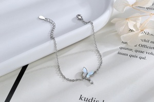 Bratara argint 925, JW632, model fluture, placata cu rodiu - Img 5