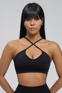Bustieră Sport Push-Up cu Bretele Versatile,53611, negru - Img 2