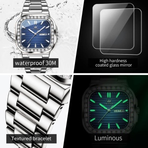 Ceas barbatesc Olevs CS1639, otel inoxidabil, rose gold, cadran alb - Img 3