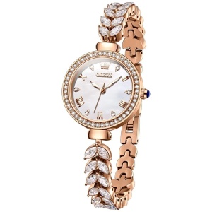 Ceas damă Olevs, brățară oțel cu zirconii, cadran sidefat alb, rose gold CS1613