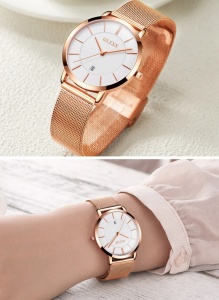 Ceas de dama Olevs CS1566, otel inoxidabil, rose gold, cadran alb - Img 2
