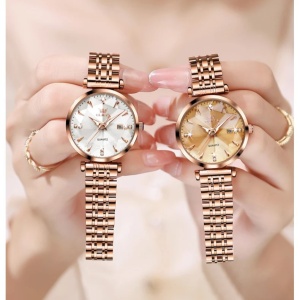 Ceas de dama Olevs CS1648, otel inoxidabil, rose gold, cadran alb - Img 5