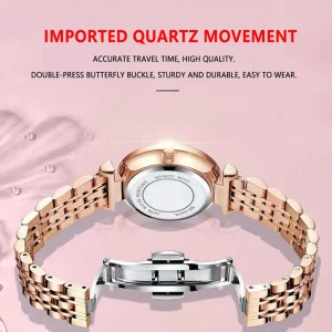Ceas de dama Poedagar CS1674, otel inoxidabil, rose gold, cadran rosu - Img 2
