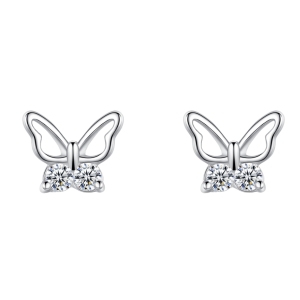 Cercei argint 925, JW1835, model fluture, placati cu rodiu