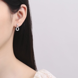 Cercei argint 925, JW799, model elegant, placati cu rodiu - Img 2
