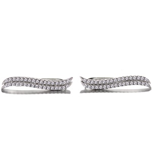 Cercei ear cuffs argint 925, JW675, model elegant, placat cu rodiu - Img 1